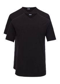 Plus size : Ragman, T-shirts with V-neck, double pack, extra long in a Black