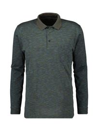 Plus size : Ragman, Smooth long-sleeved polo shirt in micro Pima cotton in a Olive
