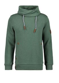 plussize: Nadměrn&aacute; velikost: Ragman, Bluza ze st&oacute;jką i naszywką z logo, wersja bardzo długa Olive