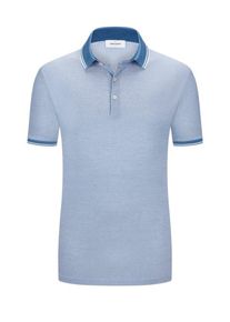 Plus size : Gran Sasso, Polo shirt with contrasting stripes on the collar in a Blue