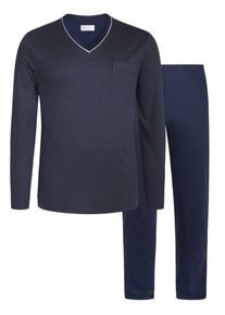 Plus size : Novila, High-quality pyjamas with sporty pattern top in a Navy Blue
