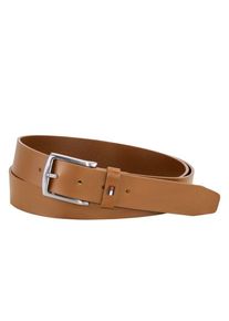 Plus size : Tommy Hilfiger, Smooth leather belt with logo flag in a Cognac