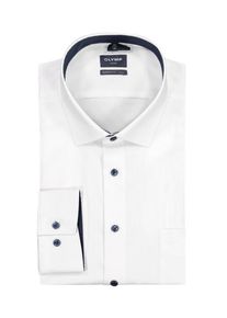Plus size : OLYMP, Single colour shirt, Luxor, Modern Fit, Tall, with trim in a White