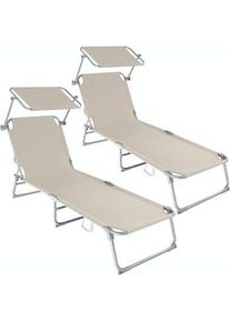 TecTake 2 tumbonas con 4 posiciones - beige - 400691