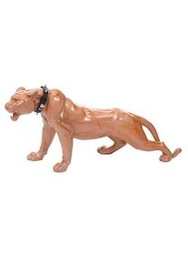 Mendler Figura Deco Leopardo 59cm, Escultura Poliresina Pantera, Interior/Exterior ~ antiguo alto brillo con collar
