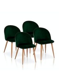 Furniture Style Pack de 4 sillas de comedor estilo Vintage color Verde Botella. Modelo Mercedes