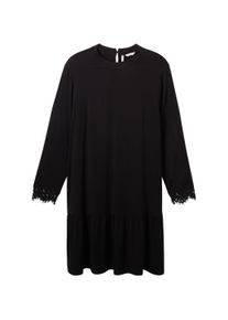 Tom Tailor Damen Plus - Kleid mit LENZING(TM) ECOVERO(TM), schwarz, Uni, Gr. 46, viskose