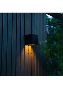 Qazqa Buiten wandlamp zwart met dimlicht en sensor op solar - Charlotte
