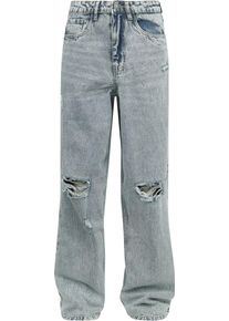 Urban Classics Ladies Distressed 90's Wide Leg Denim Pants Girl-Jeans blau
