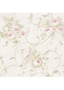 Bricoflor - Papier peint 304202 Papier Peint Romantique - Crème, Rose