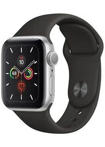 Apple Watch Series 5 (2019) | 44 mm | Edelstahl | GPS + Cellular | silber | Sportarmband schwarz