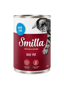 6x400g Rundvleesstukjes met vis Smilla Kattenvoer Nat