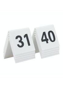 Securit Números de mesa del 31-40 - Estándares de acrílico blanco con números negros - juego de 10