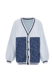 SANIKA Dames Gebreid vest navy / blauw denim / lichtblauw M