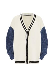 SANIKA Dames Gebreid vest blauw / zwart / wolwit M