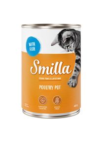 Smilla Gevogelte- en Vispannetje kattenvoer 6 x 400 g.- mals gevogelte met vis