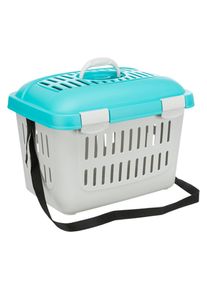 Cage de transport Trixie Capri pour chien, chat et rongeur.- gris clair/ turquoise (l 44 x P 33 x H 32 cm)
