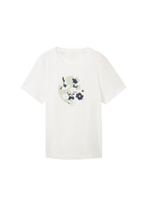 Tom Tailor Damen T-Shirt mit Print, weiß, Print, Gr. XS, baumwolle