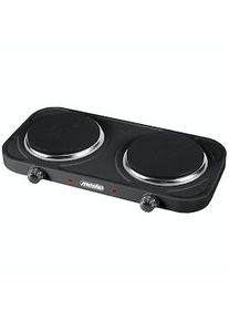 Mesko MS 6509 Fogão Portátil Elétrico 2 Queimadores 15,4cm, Termóstatos Ajustáveis, 2000W, Preto