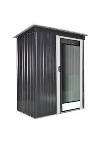 Outsunny Abrigo de Jardim Exterior 1,5 m² 163x89x182 cm Abrigo Metálico para Ferramentas com Porta de Correr e Teto Inclinado Preto