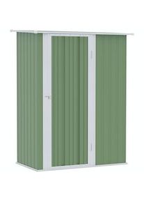 Outsunny Abrigo de Jardim 1,07m2 142x84x189 cm Abrigo de Armazenamento Abrigo de Ferramentas com Teto Inclinado e Porta Verde Clar