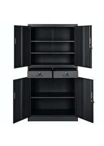 TecTake Armario archivador con cierre de seguridad, 5 alturas + 2 cajones, 40 x 90 x 180 cm - negro - 402939
