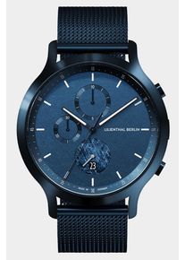 Men's Chronograph Watch - Blue - Surgical Steel Case, Sapphire Glass, Mesh Strap - Date Display - 42mm , Quartz Movement by Ronda - Lilienthal Berlin