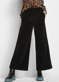 bonprix Női Kordnadrág kényelmes derékpánttal, High Waist, fekete, 54