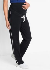 Spodnie dresowe ciążowe ze stretchem, z bawełny organicznej, Straight Leg, czarny, 32/34, bonprix