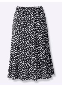 Damen Jerseyrock mit Blümchen-Print in schwarz-weiß-bedruckt ,Größe 50, WITT, 95% Polyester, 5% Elasthan