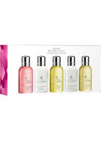 Molton Brown Produktsets Reise-Sets Travel Body & Hair Collection Delicious Rhubarb & Rose Body Lotion 100 ml + Delicious Rhubarb & Rose Bath & Shower Gel 100 ml + Orange & Bergamot Bath & Shower Gel 100 ml + Purifying Shampoo With Indian Cress 100 ml + Purifying Conditioner With Indian Cress 100 ml