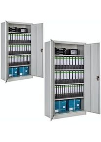 TecTake Armarios archivadores con cierre de seguridad y 5 alturas 180x90x40cm - gris, Juego de 2 - 404475