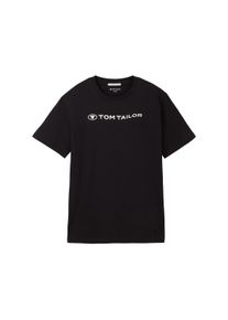 Tom Tailor Kinder T-Shirt mit Bio-Baumwolle, schwarz, Logo Print, Gr. 140, baumwolle