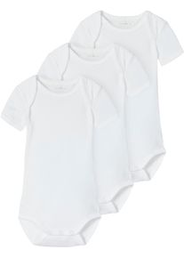 name it Kurzarmbody »Nbnbody 3p Ss Solid White 3 Noos«, (Packung, 3 Tlg.) weiß, Größe 80 - N-Gr, 3-er Set Bodys von name it