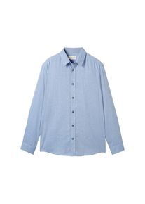 Tom Tailor Herren Strukturiertes Hemd, blau, meliert, Gr. S, baumwolle