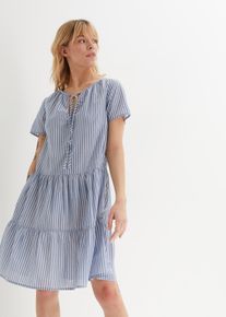 bonprix Női Nyári tunika ruha tiszta pamutból, kék, 44