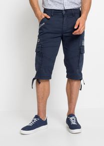 bonprix Hosszú sztreccs bermuda cargo zsebekkel, Regular Fit, kék, 62