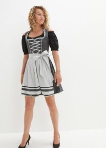 Dirndl-mekko ja esiliina, polvet paljastava (2-os. setti), harmaa, 36, bonprix