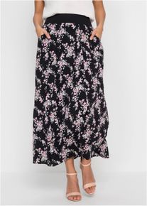 bonprix Mujer, Falda larga de viscosa, negro, 38