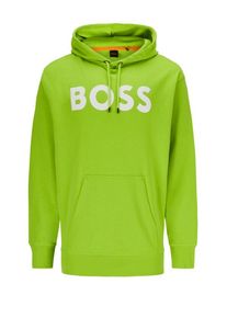 BOSS Orange, Bluza z kapturem i nadrukiem logo Jasnozielony