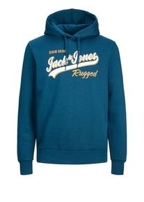 Jack & Jones Plus size : Jack & Jones, Hoodie with large logo print in a Petrol