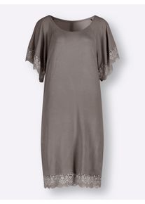 CYBELE Dames Nachthemd in taupe ,maat 36/38, Witt, 95% Viscose, 5% Elastan. Kant: 97% Polyamide, 3% Elastan