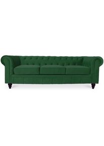 Canape Chesterfield Velours 3 Places Altesse Vert - Vert