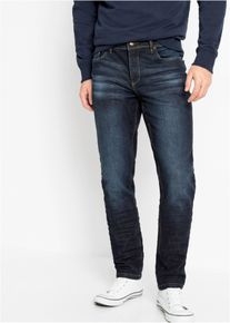 bonprix Dżinsy ze stretchem Slim Fit Tapered niebieski 32