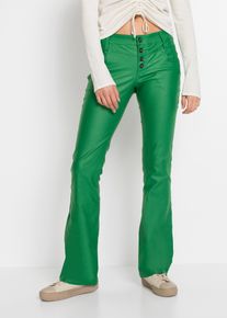 bonprix Femei Pantaloni din imitaţie piele, evazați verde 50