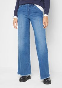 Jean large taille haute - bleu - taille 40 avec coton - bonprix