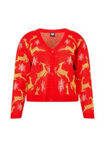 Urban Classics Dames Gebreid vest goud / rood / wit XXXL
