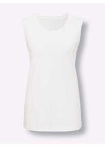 wäschepur Dames Pyjama-Shirt in ecru ,maat 36/38, Witt, 100% Katoen