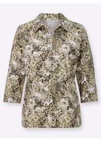 Dames Poloshirt met glittersteentjes in leem/ecru bedrukt ,maat 38, WITT, 100% Katoen
