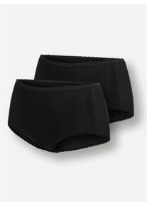 wäschepur Dames Panty in zwart ,maat 38, Witt, 100% Katoen. Kant: 86% Polyamide, 14% Elastan
